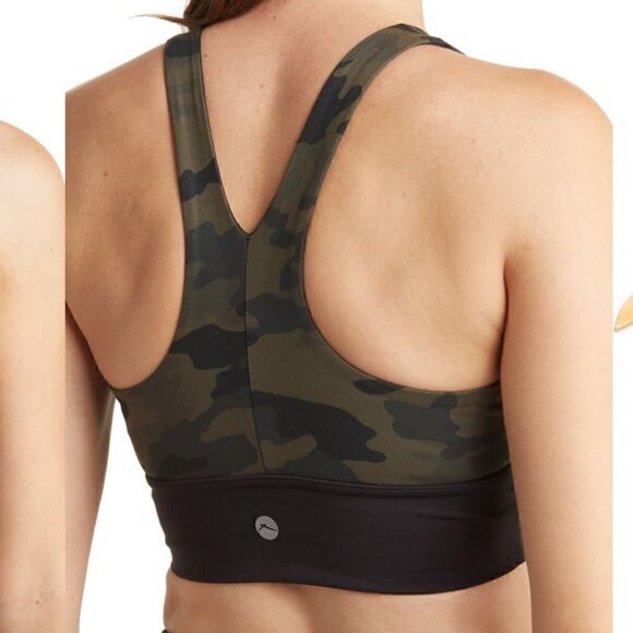 X by Gottex Keyhole Racerback Sports Bra Military Camo Print Green S - Picture 4 of 11